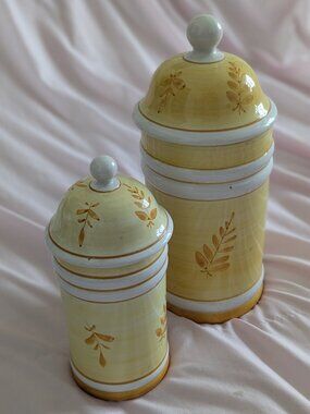The Bay Italy Yellow Leaf Ceramic Canister Set